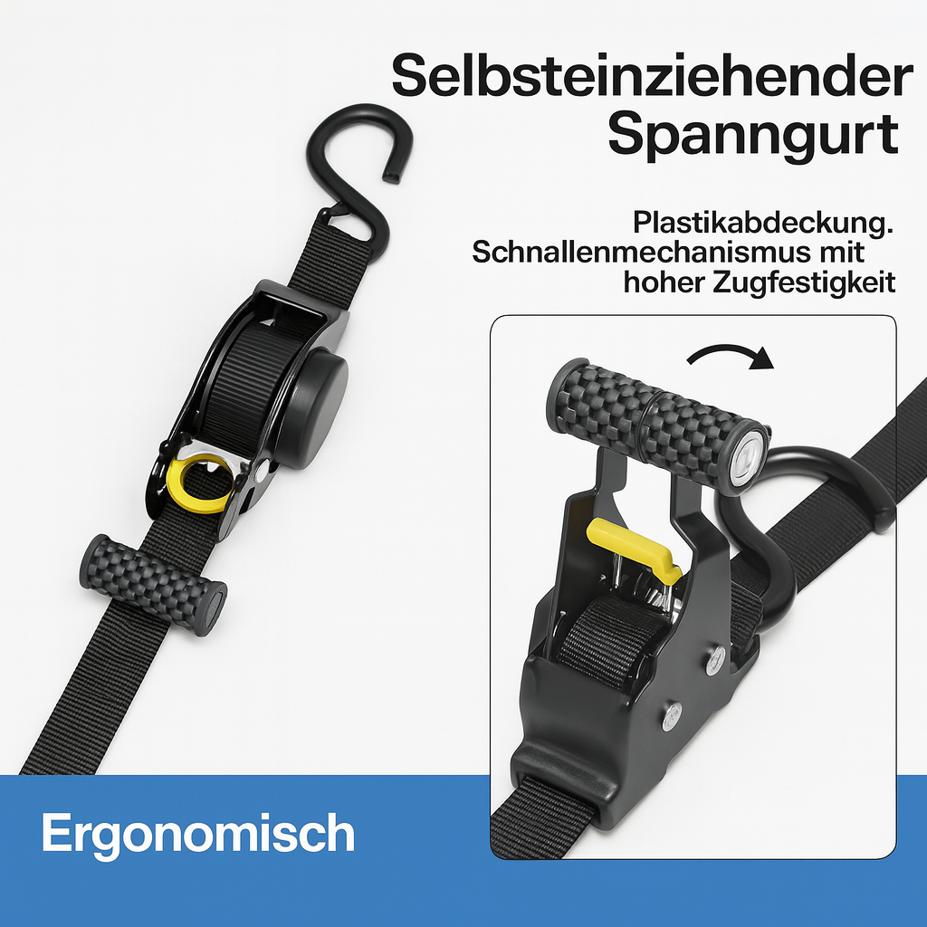 Xstrap - Selbstaufrollender Ratschen Spanngurt
