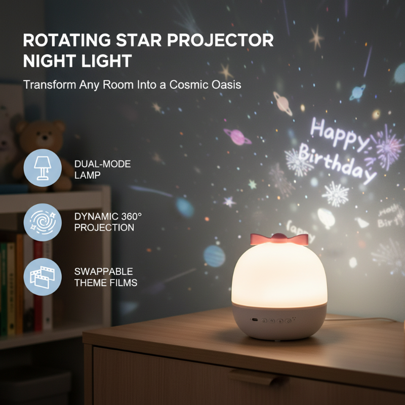 Aufladbarer drehbarer Sternenhimmel Projektor Nachtlicht