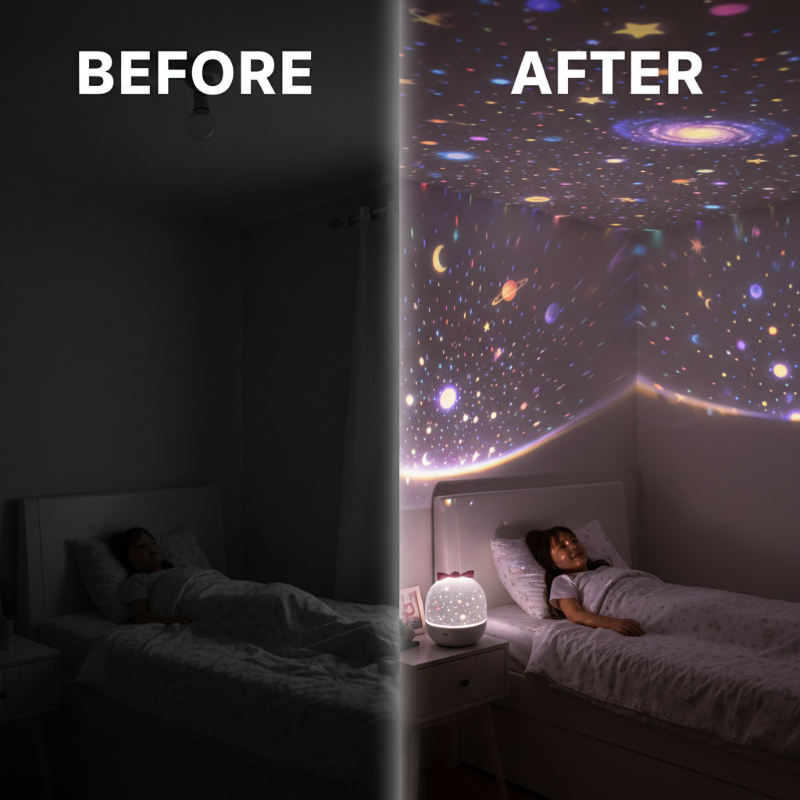 Aufladbarer drehbarer Sternenhimmel Projektor Nachtlicht